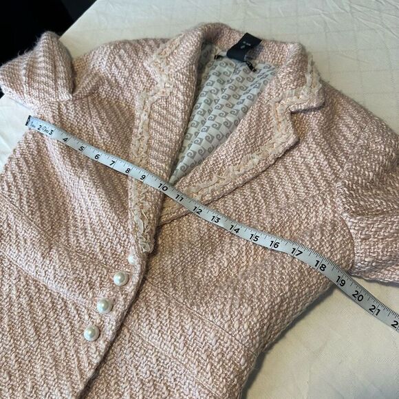 Vintage Y2K Pierre Cardin Pink Tweed Blazer Women’s 8P Preppy Coquette Pearls - Picture 6 of 8